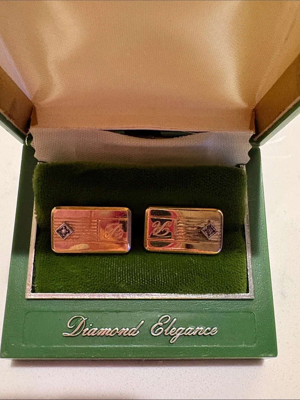 Gold and Black Rectangular Cufflinks